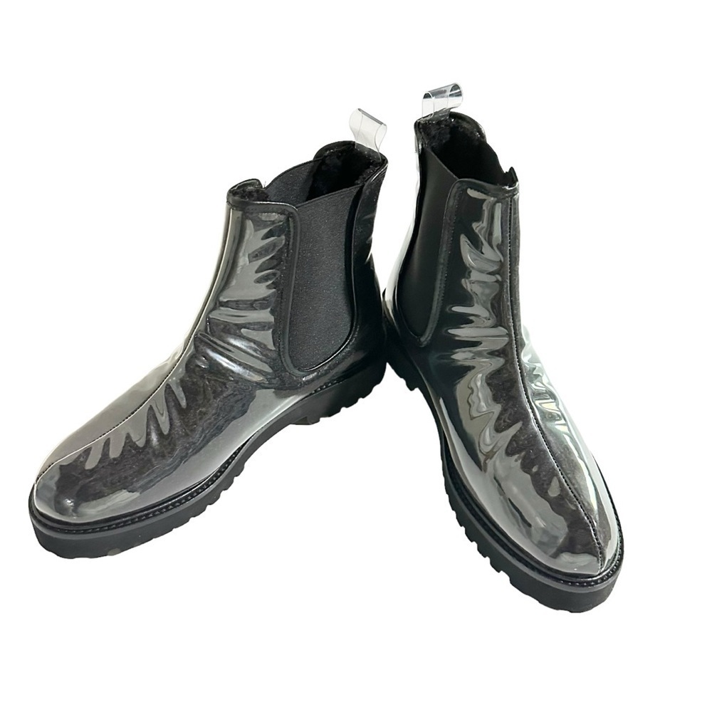 Andre Assous Peggy Vinyl Featherweights Faux Shearling Black Chelsea Boot Size 8 - Picture 7 of 9